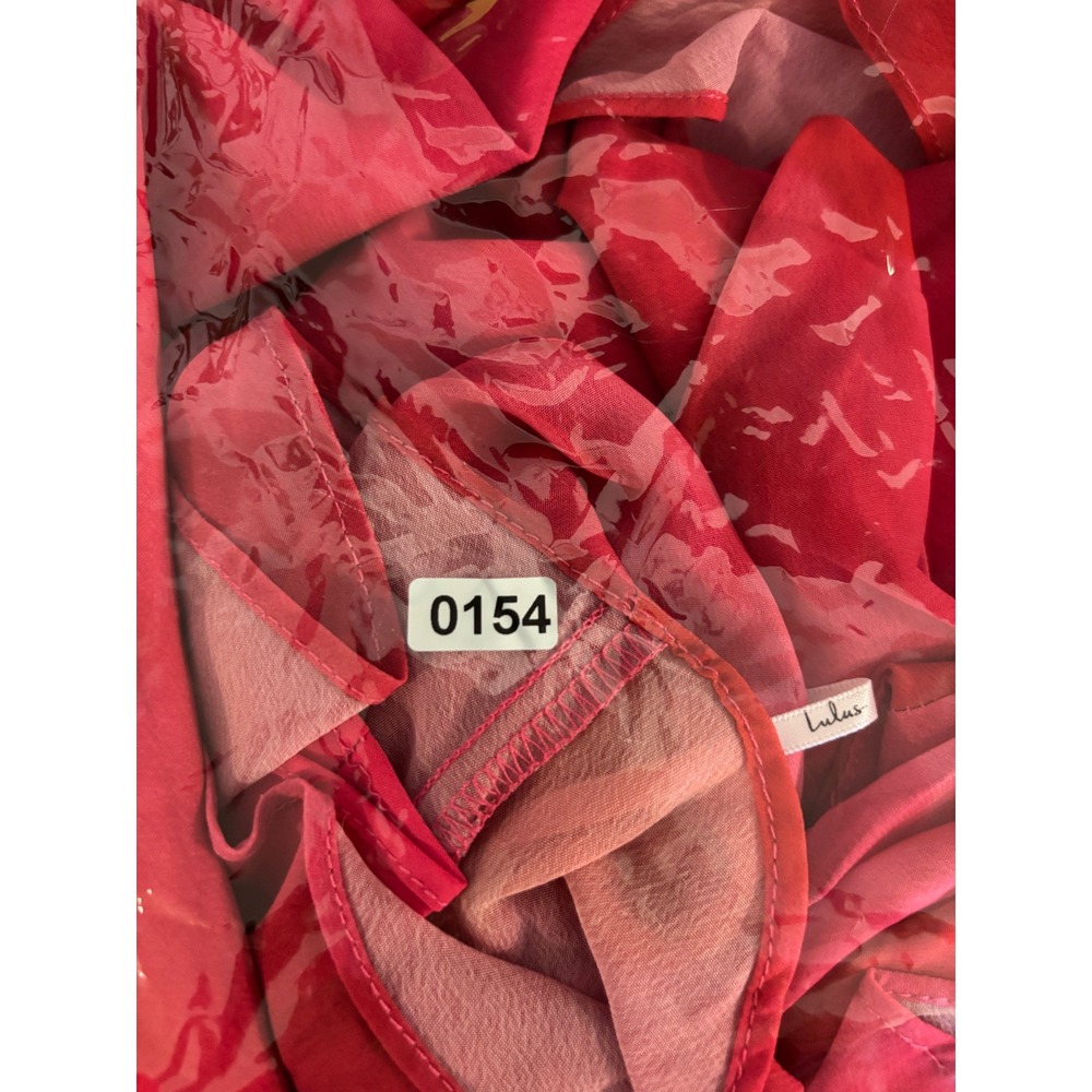 NWT Lulus Pretty Serene Pink Floral One-Shoulder Asymmetrical Midi Dress Sz M - Picture 8 of 8
